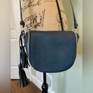 Free People Navy Blue Leather Crossbody Bag